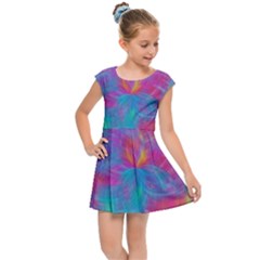 Abstract Fantastic Ractal Gradient Kids  Cap Sleeve Dress by Ket1n9