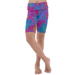 Abstract Fantastic Ractal Gradient Kids  Lightweight Velour Cropped Yoga Leggings by Ket1n9