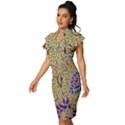 Traditional Art Batik Pattern Vintage Frill Sleeve V-Neck Bodycon Dress View2