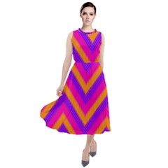 Chevron Round Neck Boho Dress by Ket1n9