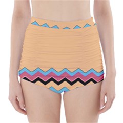 Chevrons Patterns Colorful Stripes High-waisted Bikini Bottoms by Ket1n9