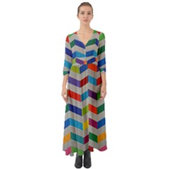 Charming Chevrons Quilt Button Up Boho Maxi Dress by Ket1n9