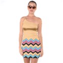 Chevrons Patterns Colorful Stripes One Shoulder Ring Trim Bodycon Dress View1