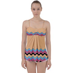 Chevrons Patterns Colorful Stripes Babydoll Tankini Top by Ket1n9