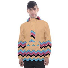 Chevrons Patterns Colorful Stripes Men s Front Pocket Pullover Windbreaker