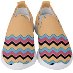 Chevrons Patterns Colorful Stripes Kids  Slip On Sneakers by Ket1n9