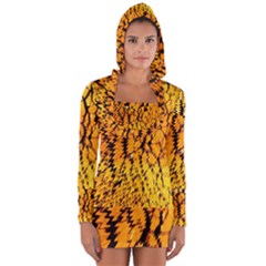 Yellow Chevron Zigzag Pattern Long Sleeve Hooded T-shirt by Ket1n9