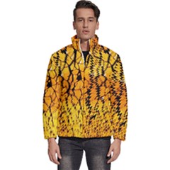 Yellow Chevron Zigzag Pattern Men s Puffer Bubble Jacket Coat by Ket1n9