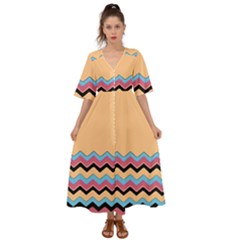 Chevrons Patterns Colorful Stripes Kimono Sleeve Boho Dress by Ket1n9