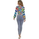 Charming Chevrons Quilt Long Sleeve Deep-V Velour Top View4