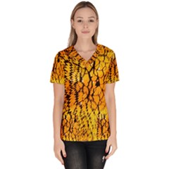 Yellow Chevron Zigzag Pattern Women s V-neck Scrub Top by Ket1n9