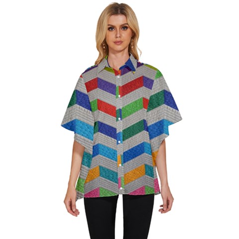 Charming Chevrons Quilt Women s Batwing Button Up Shirt by Ket1n9