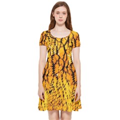 Yellow Chevron Zigzag Pattern Inside Out Cap Sleeve Dress by Ket1n9