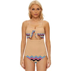 Chevrons Patterns Colorful Stripes Knot Front One-piece Swimsuit by Ket1n9