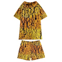 Yellow Chevron Zigzag Pattern Kids  Swim T-shirt And Shorts Set by Ket1n9