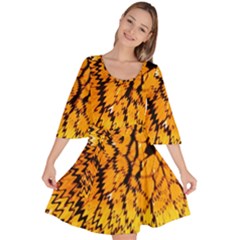 Yellow Chevron Zigzag Pattern Velour Kimono Dress by Ket1n9