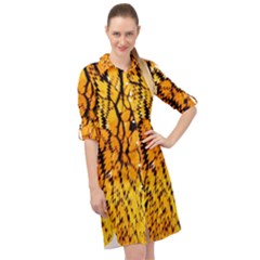 Yellow Chevron Zigzag Pattern Long Sleeve Mini Shirt Dress by Ket1n9