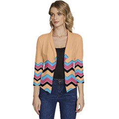 Chevrons Patterns Colorful Stripes Women s Casual 3/4 Sleeve Spring Jacket by Ket1n9