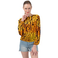 Yellow Chevron Zigzag Pattern Banded Bottom Chiffon Top by Ket1n9