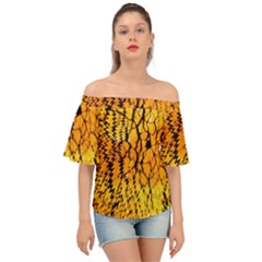 Yellow Chevron Zigzag Pattern Off Shoulder Short Sleeve Top by Ket1n9