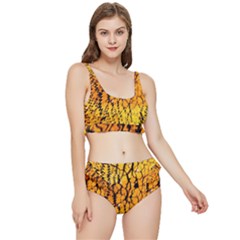 Yellow Chevron Zigzag Pattern Frilly Bikini Set by Ket1n9