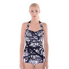 Neurons Brain Cells Brain Structure Boyleg Halter Swimsuit  by Ket1n9