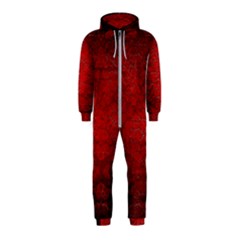 Red Grunge Texture Black Gradient Hooded Jumpsuit (kids) by Ket1n9