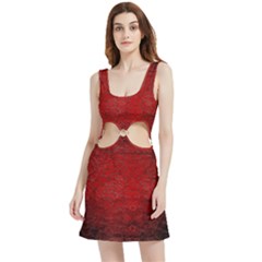 Red Grunge Texture Black Gradient Velour Cutout Dress by Ket1n9