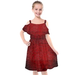 Red Grunge Texture Black Gradient Kids  Cut Out Shoulders Chiffon Dress by Ket1n9