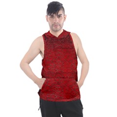 Red Grunge Texture Black Gradient Men s Sleeveless Hoodie by Ket1n9