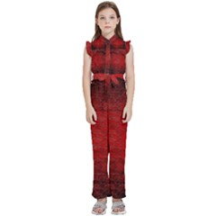 Red Grunge Texture Black Gradient Kids  Sleeveless Ruffle Edge Band Collar Chiffon One Piece by Ket1n9