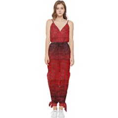 Red Grunge Texture Black Gradient Sleeveless Tie Ankle Chiffon Jumpsuit by Ket1n9