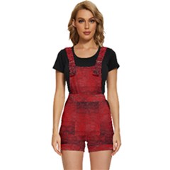 Red Grunge Texture Black Gradient Short Overalls by Ket1n9