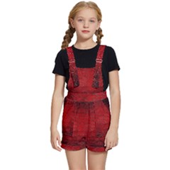 Red Grunge Texture Black Gradient Kids  Short Overalls by Ket1n9