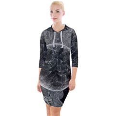 Space Universe Earth Rocket Quarter Sleeve Hood Bodycon Dress by Ket1n9