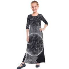 Space Universe Earth Rocket Kids  Quarter Sleeve Maxi Dress by Ket1n9