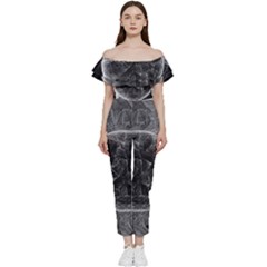 Space Universe Earth Rocket Bardot Ruffle Jumpsuit