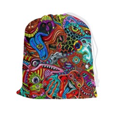 Art Color Dark Detail Monsters Psychedelic Drawstring Pouch (2xl) by Ket1n9