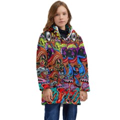 Art Color Dark Detail Monsters Psychedelic Kids  Hooded Longline Puffer Jacket by Ket1n9