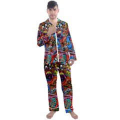 Art Color Dark Detail Monsters Psychedelic Men s Long Sleeve Satin Pajamas Set by Ket1n9