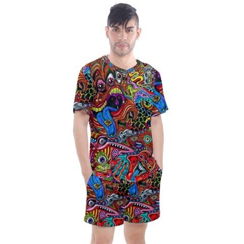 Art Color Dark Detail Monsters Psychedelic Men s Mesh T-shirt And Shorts Set by Ket1n9