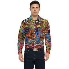 Art Color Dark Detail Monsters Psychedelic Men s Long Sleeve Pocket Shirt  by Ket1n9