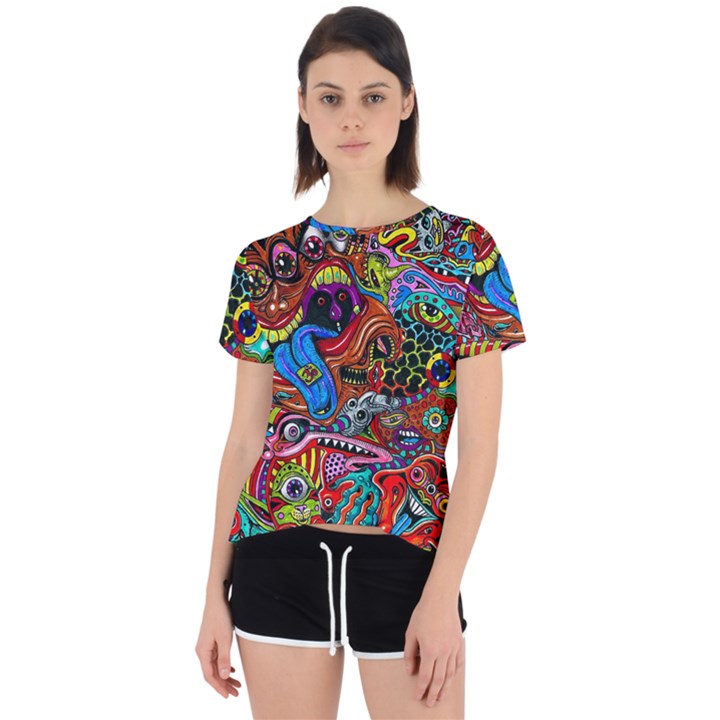 Art Color Dark Detail Monsters Psychedelic Open Back Sport T-Shirt