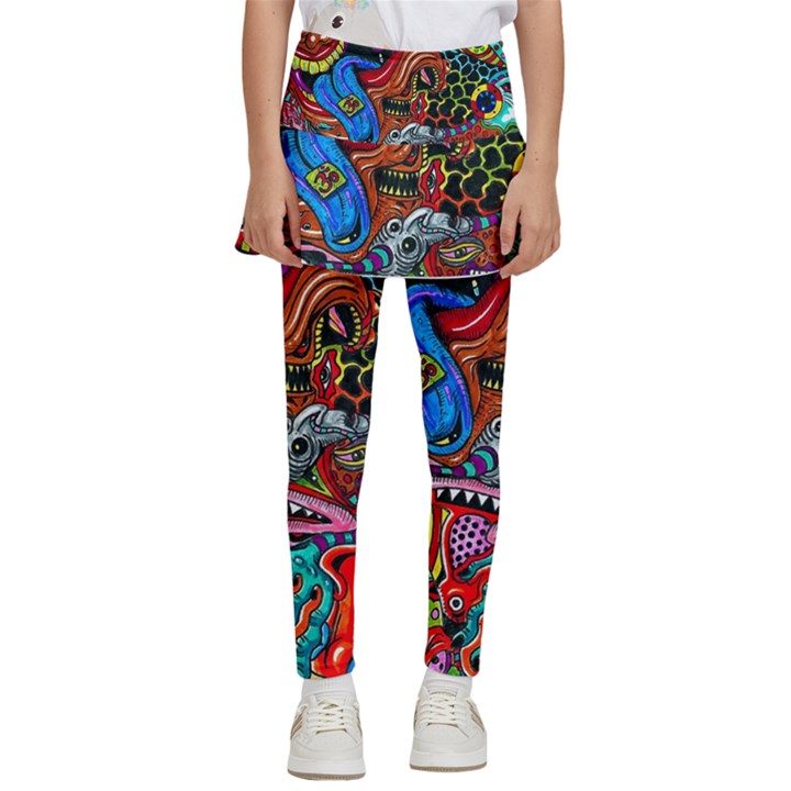 Art Color Dark Detail Monsters Psychedelic Kids  Skirted Pants