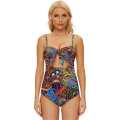 Art Color Dark Detail Monsters Psychedelic Knot Front One-piece Swimsuit by Ket1n9