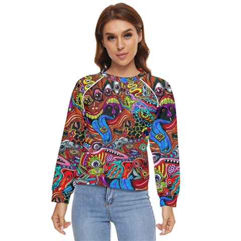 Art Color Dark Detail Monsters Psychedelic Women s Long Sleeve Raglan T-shirt by Ket1n9