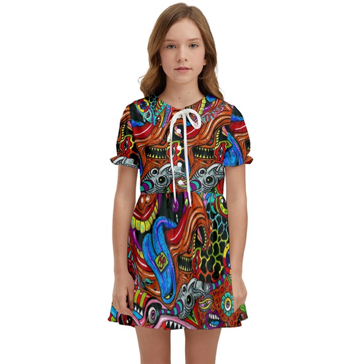 Art Color Dark Detail Monsters Psychedelic Kids  Sweet Collar Dress