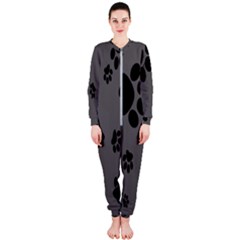 Dog Foodprint Paw Prints Seamless Background And Pattern Onepiece Jumpsuit (ladies) by Ket1n9