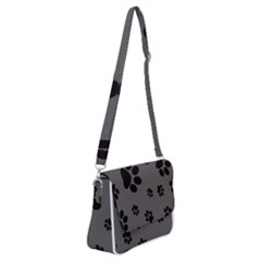 Dog Foodprint Paw Prints Seamless Background And Pattern Shoulder Bag With Back Zipper by Ket1n9