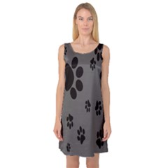 Dog Foodprint Paw Prints Seamless Background And Pattern Sleeveless Satin Nightdress by Ket1n9